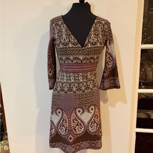 Y2K French Brown and Pink Long Sleeve Dress Gilmore Girls
